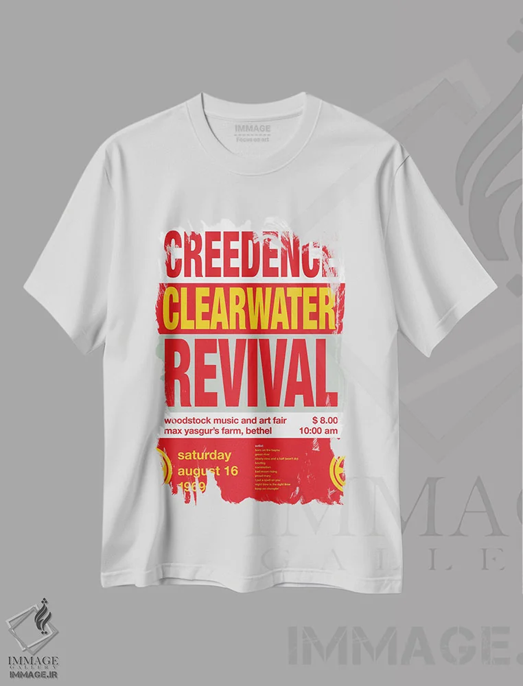 تیشرت سفید طرح دار پوستر کریدنس، تزئینی اثر چانکونگ | فروشگاه ایماژ