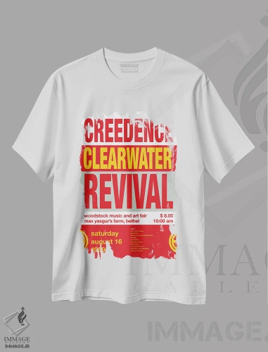 تیشرت سفید طرح دار پوستر کریدنس، تزئینی اثر چانکونگ | فروشگاه ایماژ