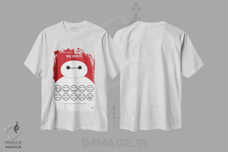 تیشرت سفید طرح دار پوستر ۶ ابرقهرمان، پوستر مینیمالیستی انیمیشن و فیلم کودکانه اثر چانکونگ | immage.ir