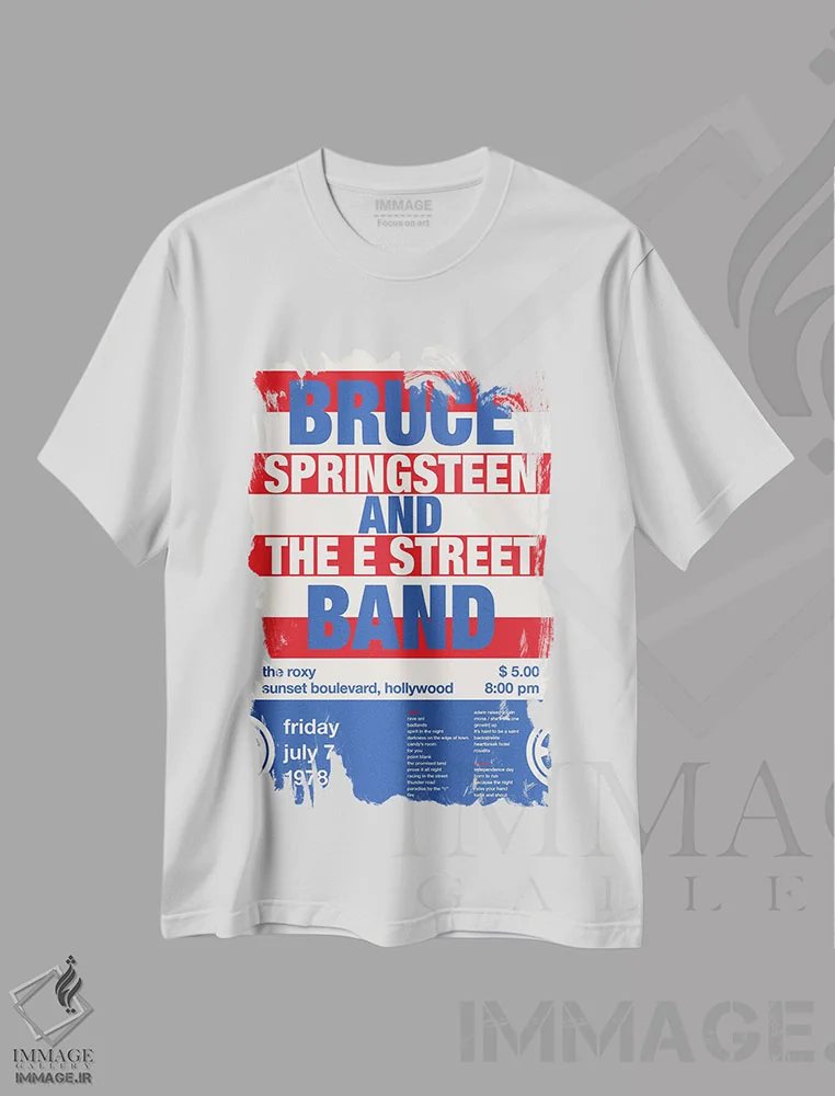 تیشرت سفید طرح دار پوستر بروس اسپرینگستین، تزئینی اثر چانکونگ | immage.ir