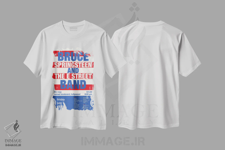 تیشرت سفید طرح دار پوستر بروس اسپرینگستین، تزئینی اثر چانکونگ | immage.ir