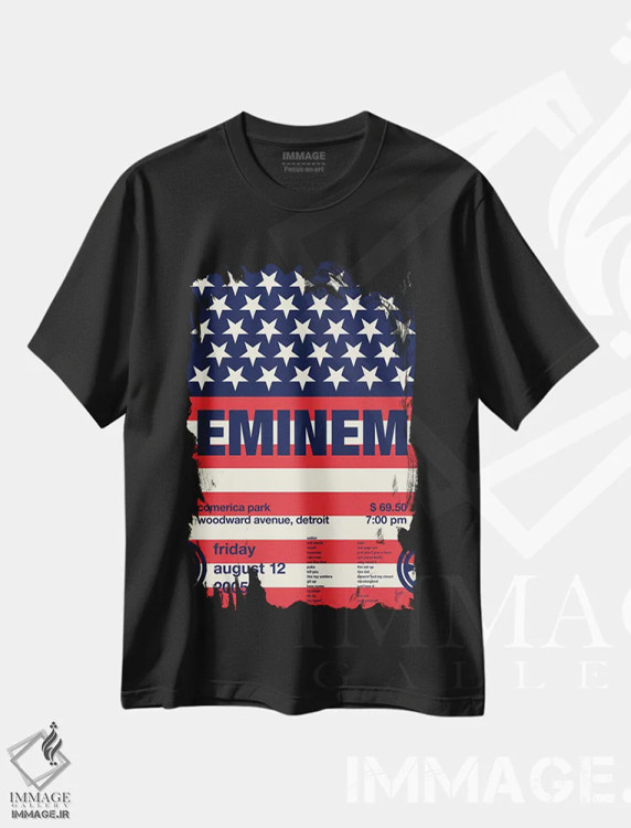 تیشرت مشکی طرح دار پوستر امینم، تزئینی اثر چانکونگ | immage.ir