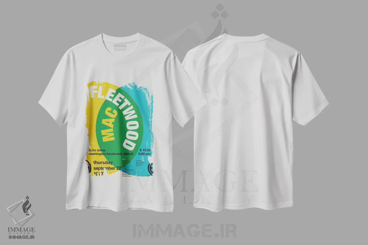 تیشرت سفید طرح دار پوستر فلیت وود مک، تزئینی اثر چانکونگ | immage.ir
