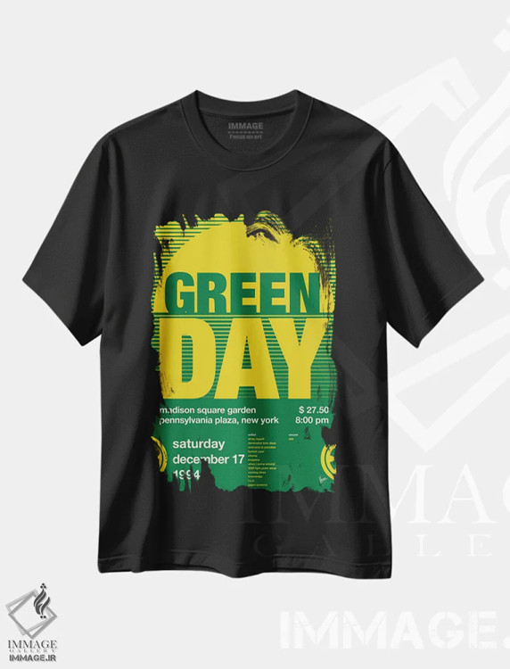 تیشرت مشکی طرح دار پوستر گرین دی، تزئینی اثر چانکونگ | فروشگاه ایماژ
