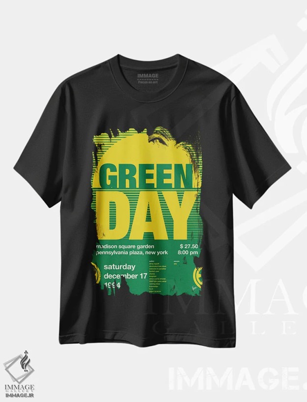 تیشرت مشکی طرح دار پوستر گرین دی، تزئینی اثر چانکونگ | فروشگاه ایماژ