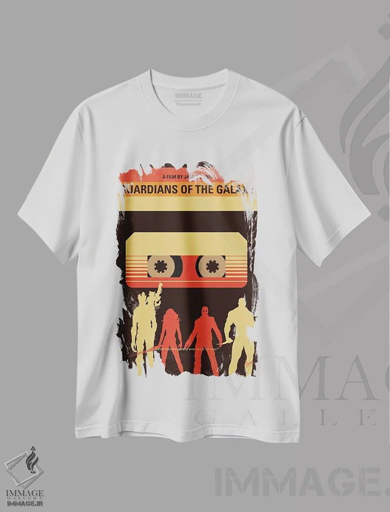 تیشرت سفید طرح دار پوستر نگهبانان کهکشان، هنر دیجیتال اثر چانکونگ | فروشگاه ایماژ