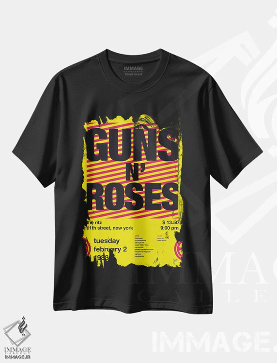تیشرت مشکی طرح دار پوستر گانز ان رزز، تزئینی اثر چانکونگ | فروشگاه ایماژ