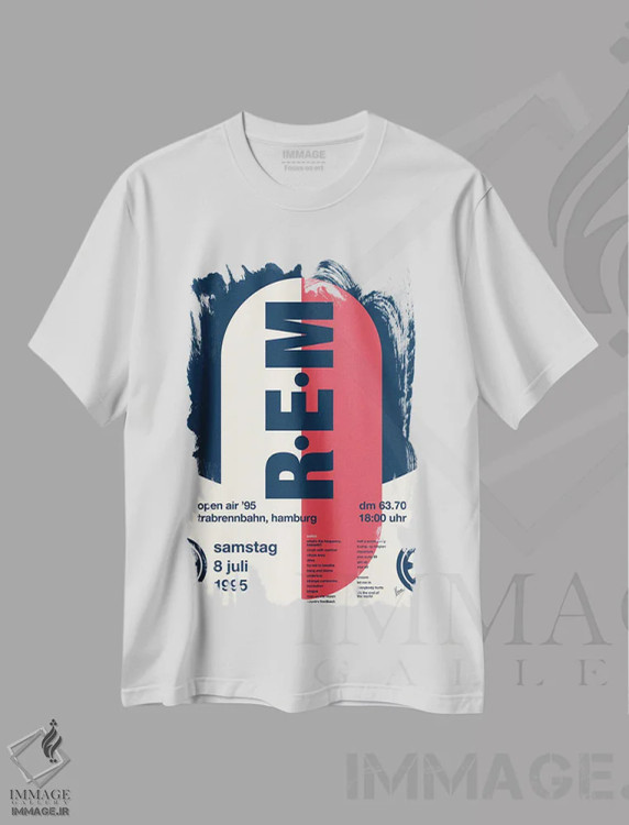 تیشرت سفید طرح دار پوستر آر.ای.ام، تزئینی اثر چانکونگ | immage.ir
