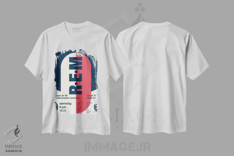 تیشرت سفید طرح دار پوستر آر.ای.ام، تزئینی اثر چانکونگ | immage.ir