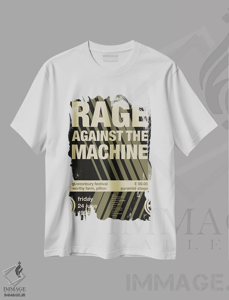 تیشرت سفید طرح دار پوستر ریج اگینست د ماشین، تزئینی اثر چانکونگ | immage.ir