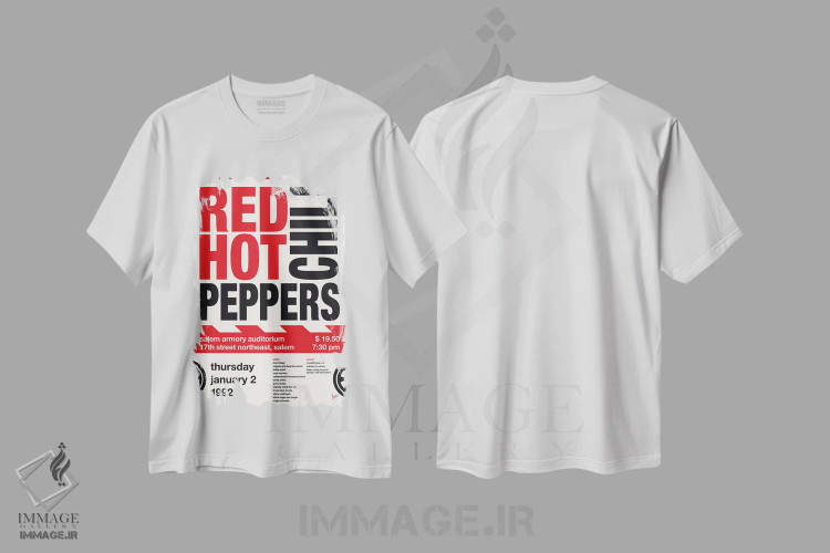 تیشرت سفید طرح دار پوستر رد هات چیلی پپرز، تزئینی اثر چانکونگ | فروشگاه ایماژ
