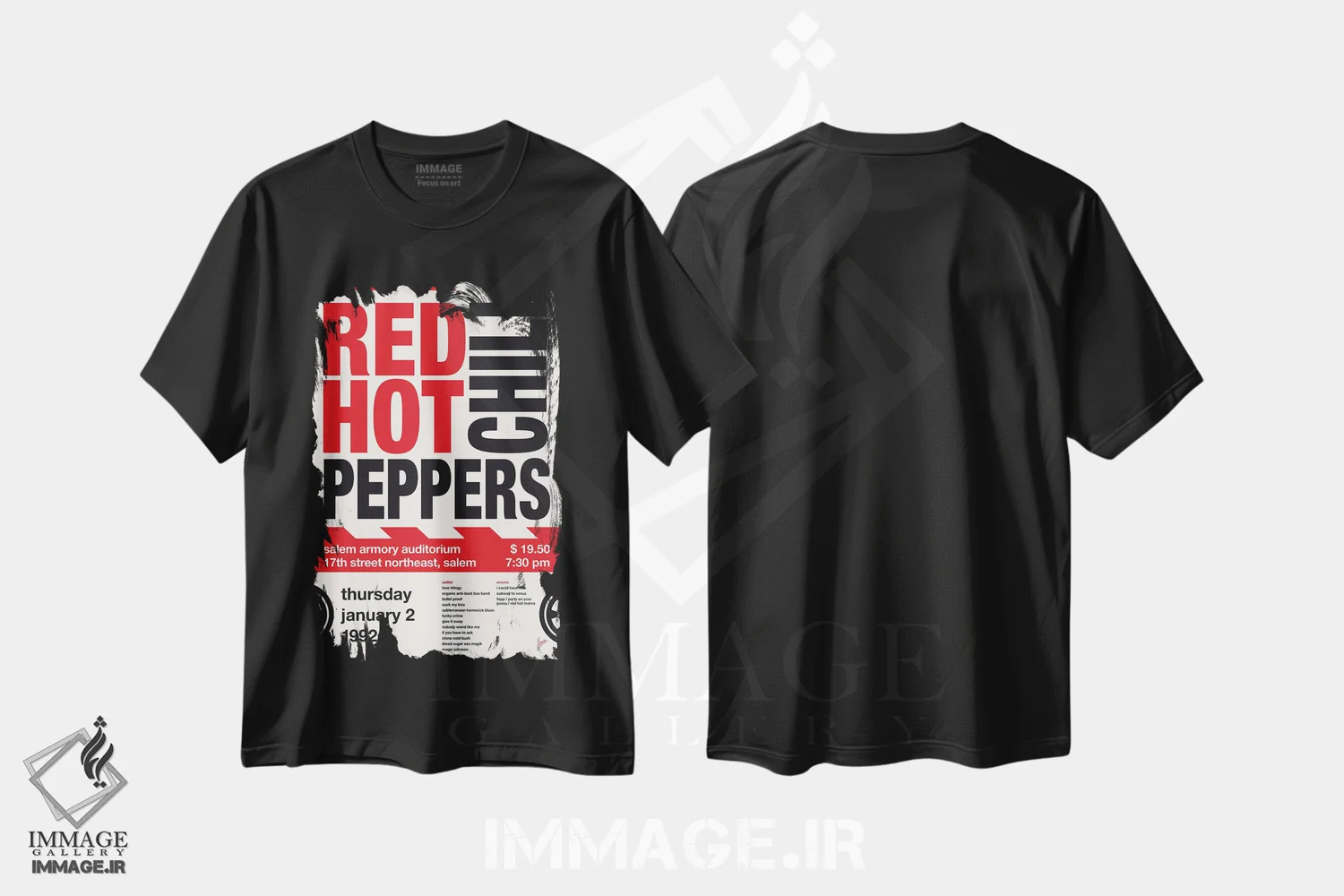 تیشرت مشکی طرح دار پوستر رد هات چیلی پپرز، تزئینی اثر چانکونگ | immage.ir