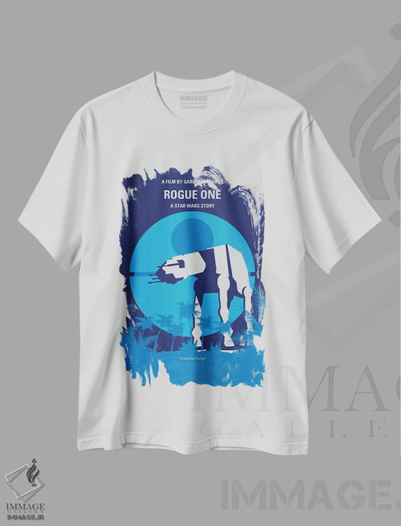 تیشرت سفید طرح دار پوستر روگ یک، پوستر مینیمال فیلم های اکشن و ماجراجویی اثر چانکونگ | immage.ir