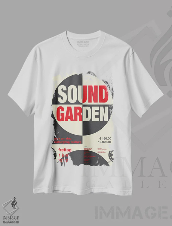تیشرت سفید طرح دار پوستر ساوندگارن، تزئینی اثر چانکونگ | فروشگاه ایماژ
