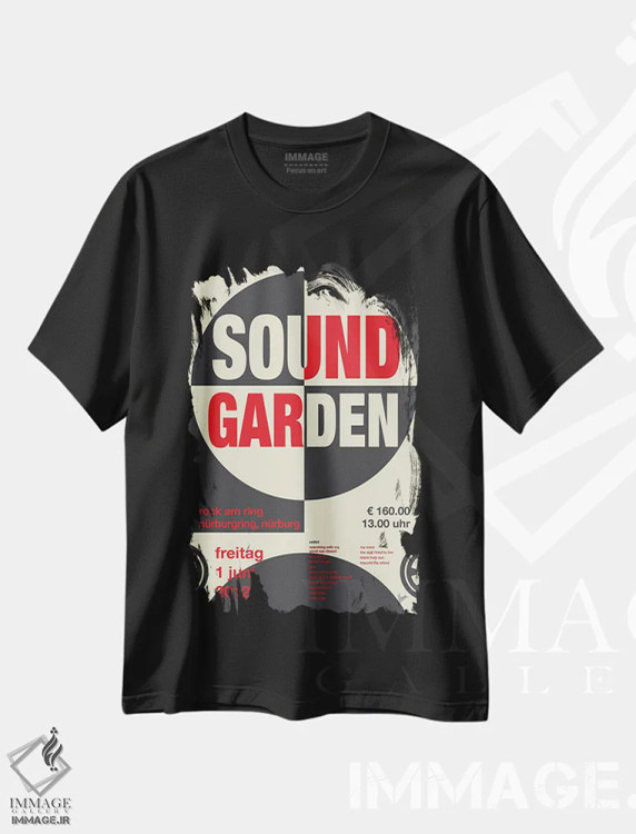 تیشرت مشکی طرح دار پوستر ساوندگارن، تزئینی اثر چانکونگ | immage.ir