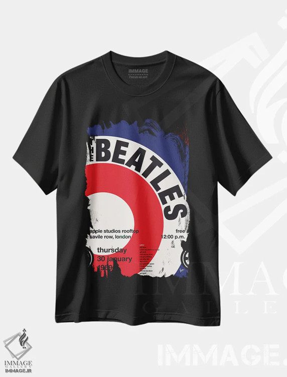 تیشرت مشکی طرح دار پوستر بیتلز، تزئینی اثر چانکونگ | immage.ir