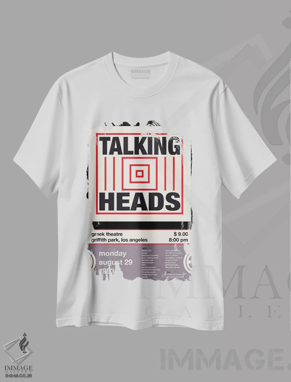 تیشرت سفید طرح دار پوستر تاکینگ هدز، تزئینی اثر چانکونگ | immage.ir