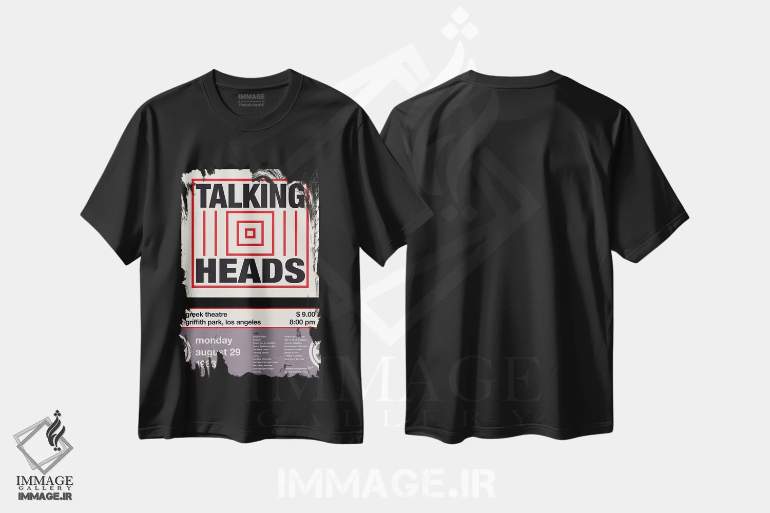 تیشرت مشکی طرح دار پوستر تاکینگ هدز، تزئینی اثر چانکونگ | فروشگاه ایماژ