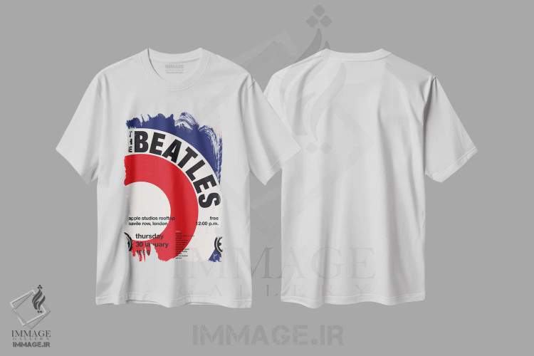 تیشرت سفید طرح دار پوستر بیتلز، تزئینی اثر چانکونگ | فروشگاه ایماژ