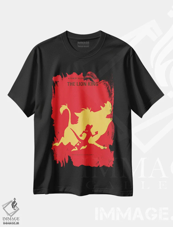 تیشرت مشکی طرح دار پوستر شیر شاه، پوستر مینیمالیستی انیمیشن و فیلم کودکانه اثر چانکونگ | فروشگاه ایماژ