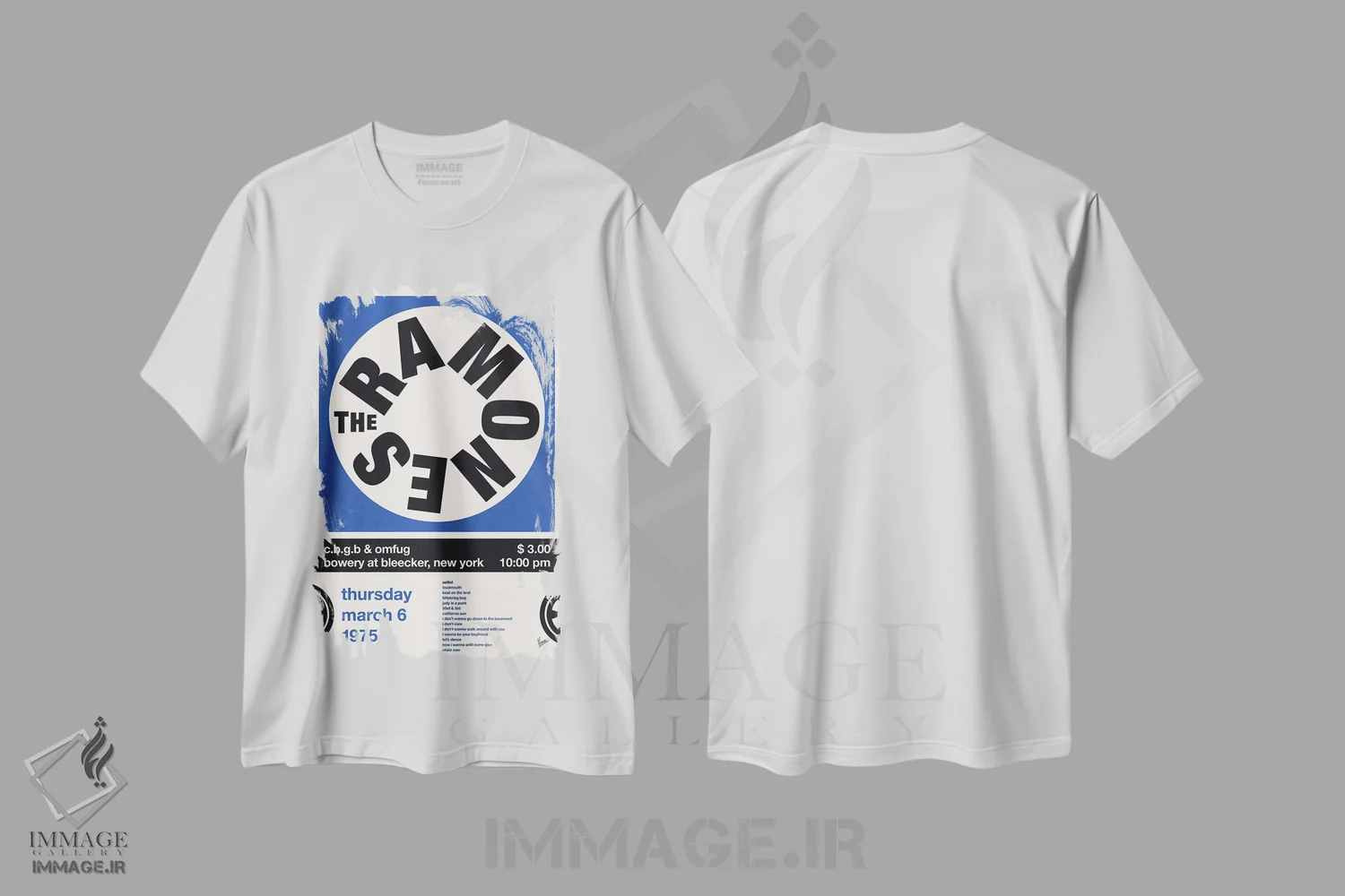 تیشرت سفید طرح دار پوستر رامونز، تزئینی اثر چانکونگ | فروشگاه ایماژ