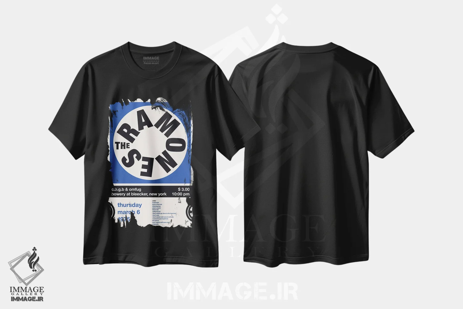 تیشرت مشکی طرح دار پوستر رامونز، تزئینی اثر چانکونگ | immage.ir