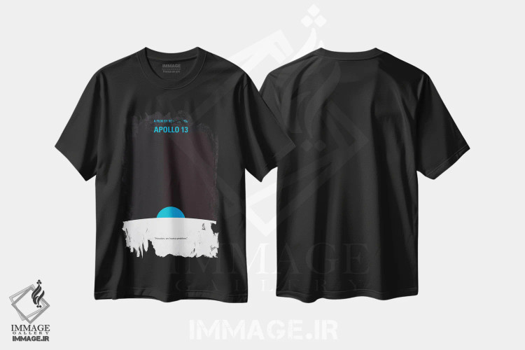 تیشرت مشکی طرح دار پوستر مینیمال فیلم آپولو ۱۳، هنر دیجیتال اثر چانکونگ | فروشگاه ایماژ