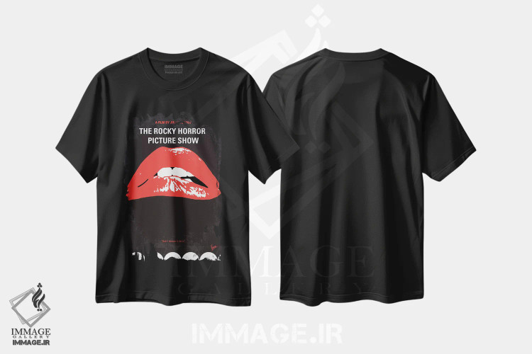 تیشرت مشکی طرح دار پوستر مینیمال نمایش وحشت راکی، پوستر مینیمال فیلم های کمدی اثر چانکونگ | immage.ir