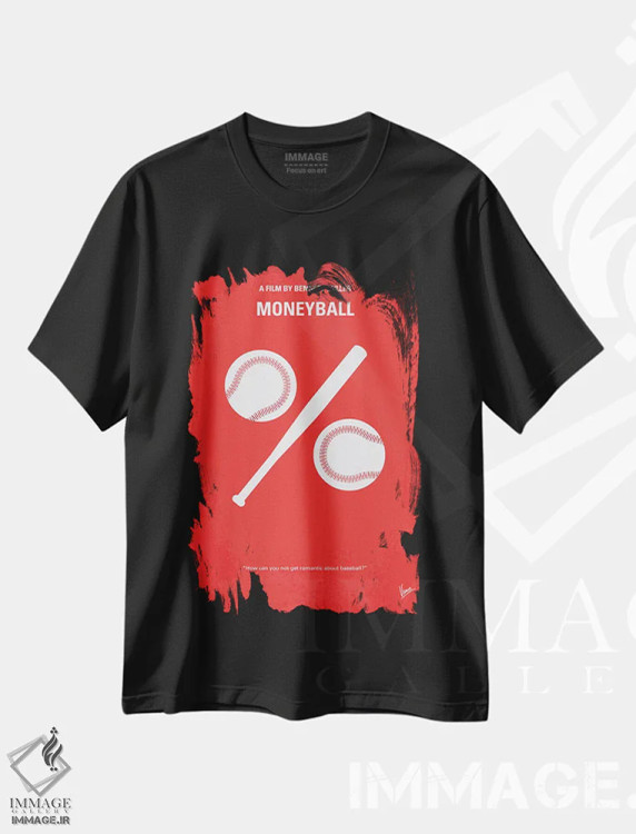 تیشرت مشکی طرح دار پوستر مینیمال فیلم مانی بال، هنر دیجیتال اثر چانکونگ | immage.ir