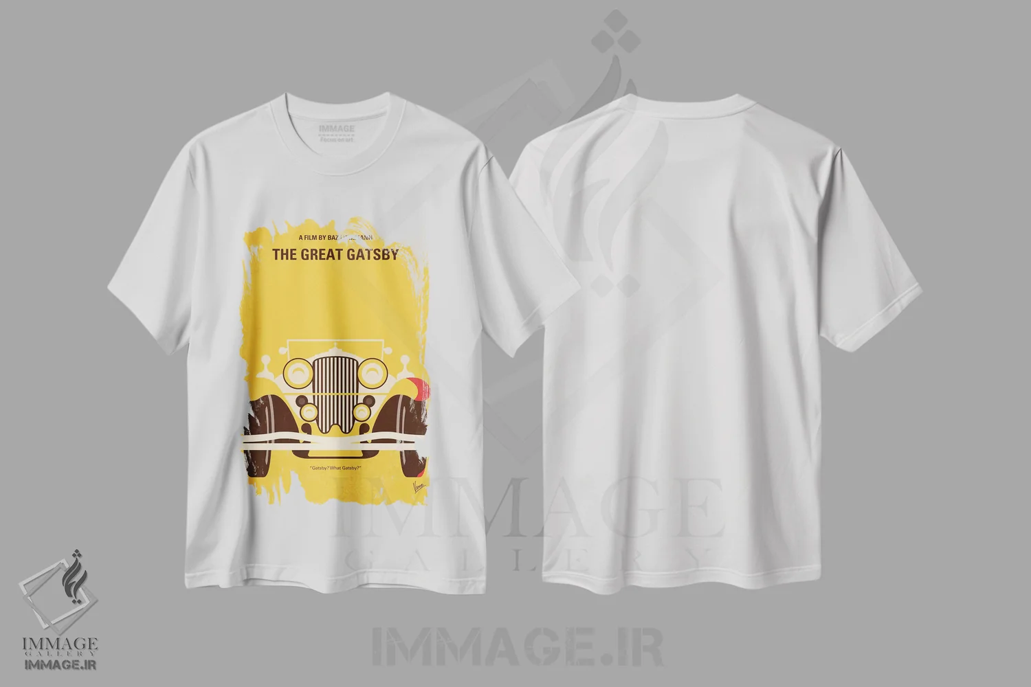 تیشرت سفید طرح دار پوستر مینیمال فیلم گتسبی بزرگ، آرت دکو اثر چانکونگ | immage.ir