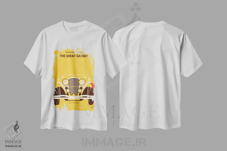 تیشرت سفید طرح دار پوستر مینیمال فیلم گتسبی بزرگ، آرت دکو اثر چانکونگ | immage.ir