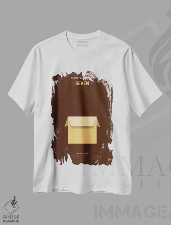 تیشرت سفید طرح دار پوستر مینیمال فیلم هفت، دکور معاصر اثر چانکونگ | فروشگاه ایماژ
