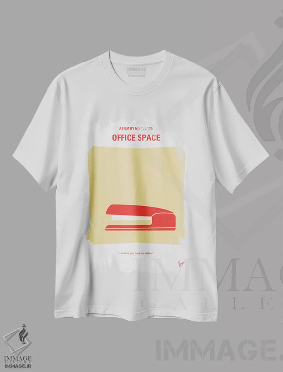 تیشرت سفید طرح دار پوستر مینیمال فیلم فضای اداری، پوستر مینیمال فیلم های کمدی اثر چانکونگ | فروشگاه ایماژ