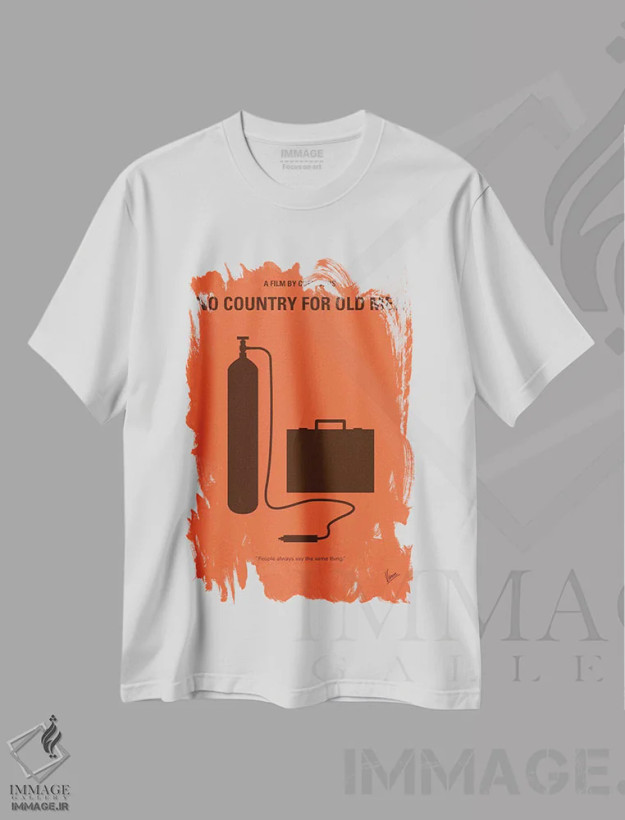 تیشرت سفید طرح دار پوستر مینیمال فیلم جایی برای پیرمردها نیست، هنر دیجیتال اثر چانکونگ | فروشگاه ایماژ
