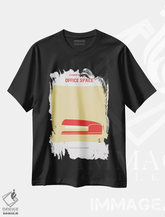 تیشرت مشکی طرح دار پوستر مینیمال فیلم فضای اداری، پوستر مینیمال فیلم های کمدی اثر چانکونگ | immage.ir