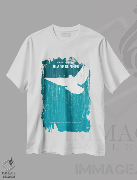 تیشرت سفید طرح دار پوستر مینیمال فیلم بلید رانر، هنر دیجیتال اثر چانکونگ | immage.ir