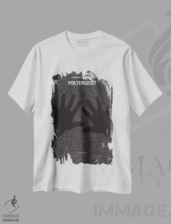 تیشرت سفید طرح دار پوستر مینیمال فیلم پولترگایست، هنر دیجیتال سیاه و سفید اثر چانکونگ | فروشگاه ایماژ