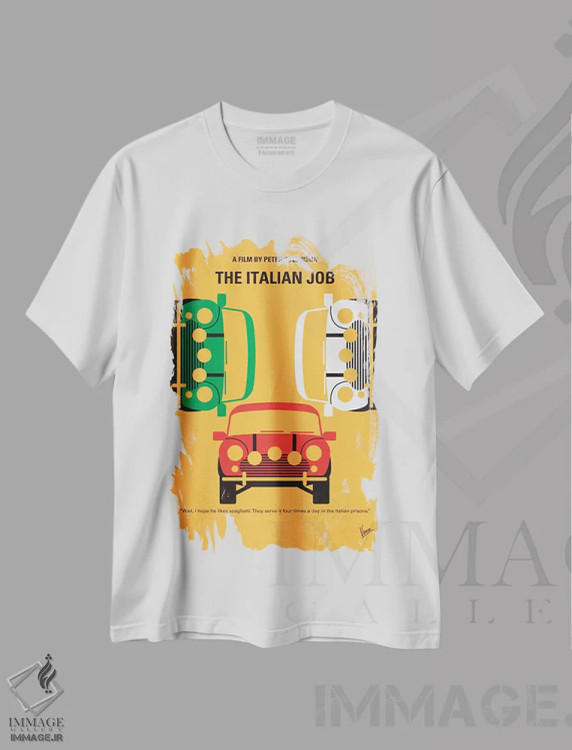 تیشرت سفید طرح دار پوستر مینیمال فیلم نقشهٔ ایتالیایی، هنر دیجیتال اثر چانکونگ | فروشگاه ایماژ