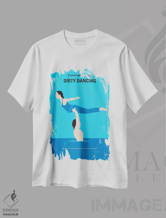 تیشرت سفید طرح دار پوستر مینیمال فیلم رقص کثیف، هنر دیجیتال اثر چانکونگ | immage.ir