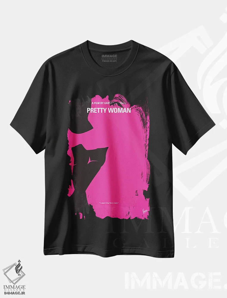 تیشرت مشکی طرح دار پوستر مینیمال فیلم زن زیبا، دکور معاصر اثر چانکونگ | immage.ir