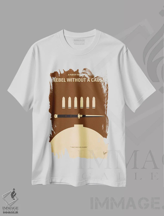 تیشرت سفید طرح دار پوستر مینیمال فیلم یاغی بی هدف، هنر دیجیتال اثر چانکونگ | فروشگاه ایماژ