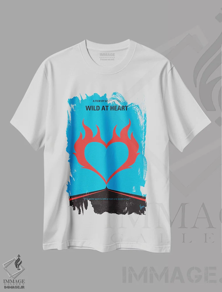 تیشرت سفید طرح دار پوستر مینیمال فیلم وحشی به دل، هنر دیجیتال اثر چانکونگ | فروشگاه ایماژ