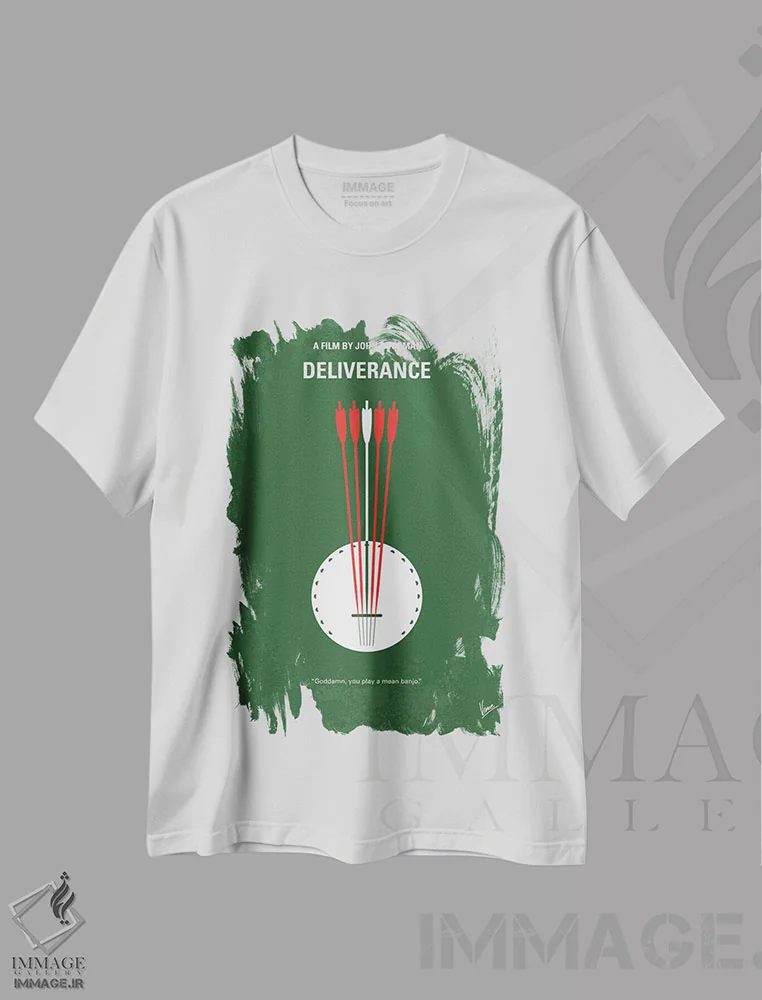 تیشرت سفید طرح دار پوستر مینیمال فیلم نجات، هنر دیجیتال اثر چانکونگ | فروشگاه ایماژ