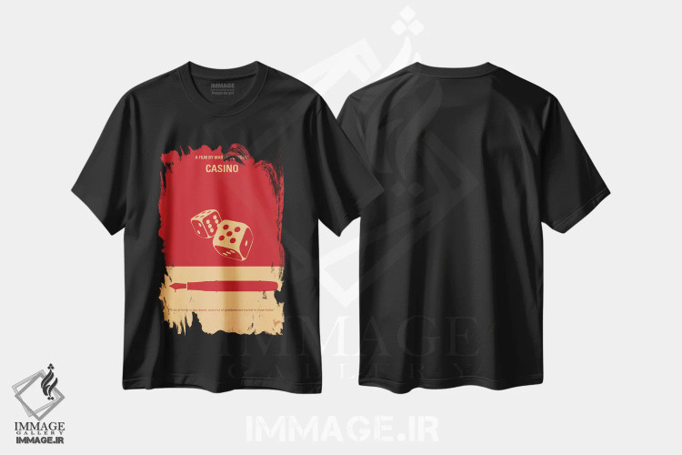 تیشرت مشکی طرح دار پوستر مینیمال فیلم کازینو، هنر دیجیتال اثر چانکونگ | فروشگاه ایماژ