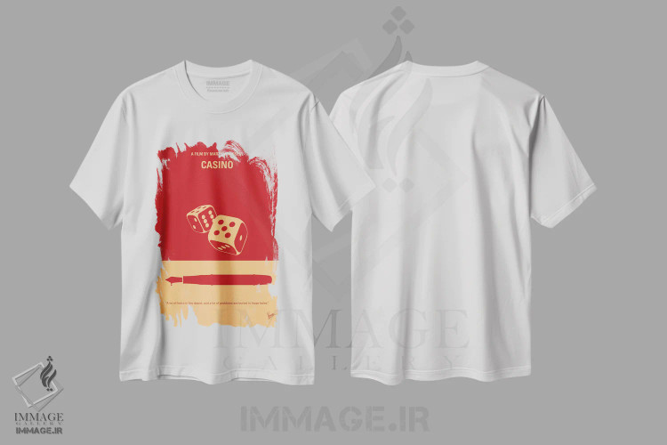 تیشرت سفید طرح دار پوستر مینیمال فیلم کازینو، هنر دیجیتال اثر چانکونگ | immage.ir