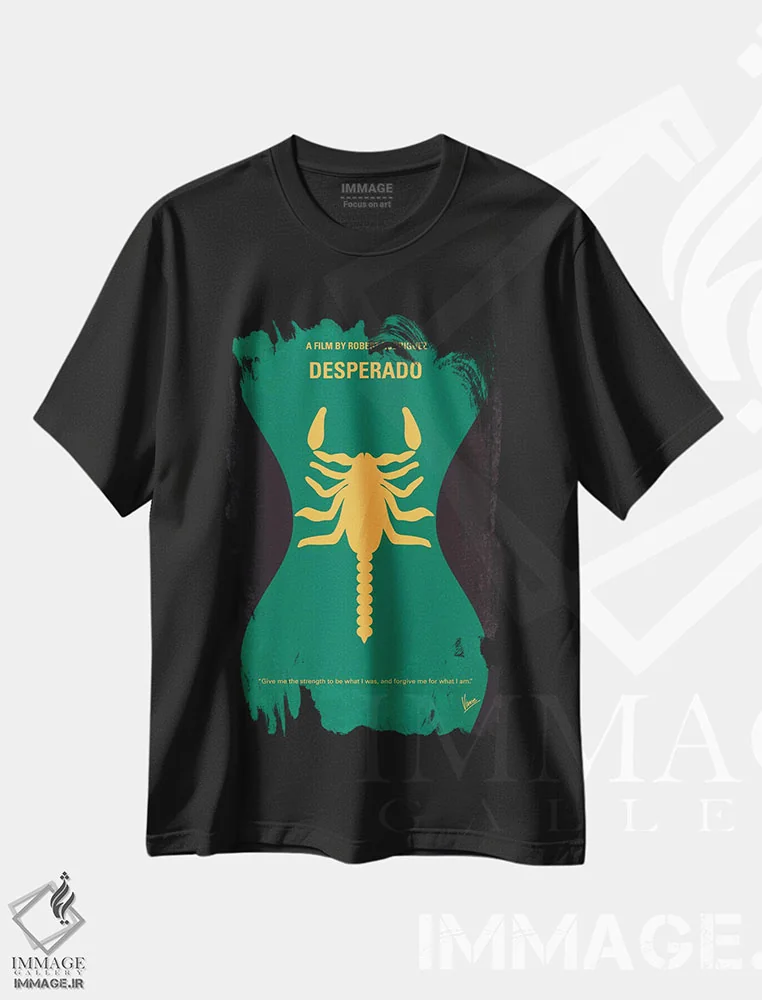 تیشرت مشکی طرح دار پوستر مینیمال فیلم دسپردو، هنر دیجیتال اثر چانکونگ | immage.ir