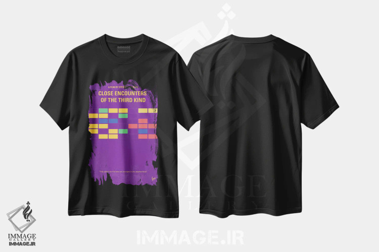 تیشرت مشکی طرح دار پوستر مینیمال فیلم برخورد نزدیک از نوع سوم، هنر دیجیتال اثر چانکونگ | فروشگاه ایماژ