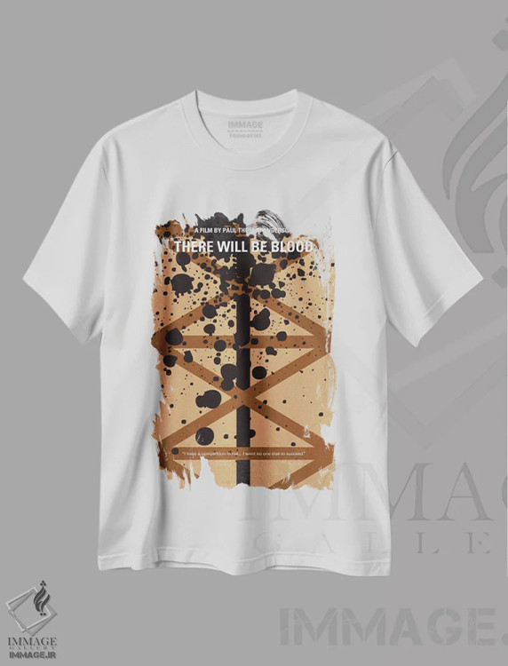 تیشرت سفید طرح دار پوستر مینیمال فیلم خون به پا خواهد شد، هنر دیجیتال اثر چانکونگ | immage.ir