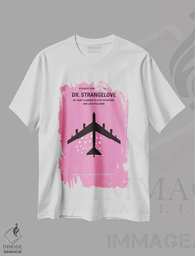 تیشرت سفید طرح دار پوستر مینیمال فیلم دکتر استرنجلاو، پوستر مینیمال فیلم های کمدی اثر چانکونگ | فروشگاه ایماژ