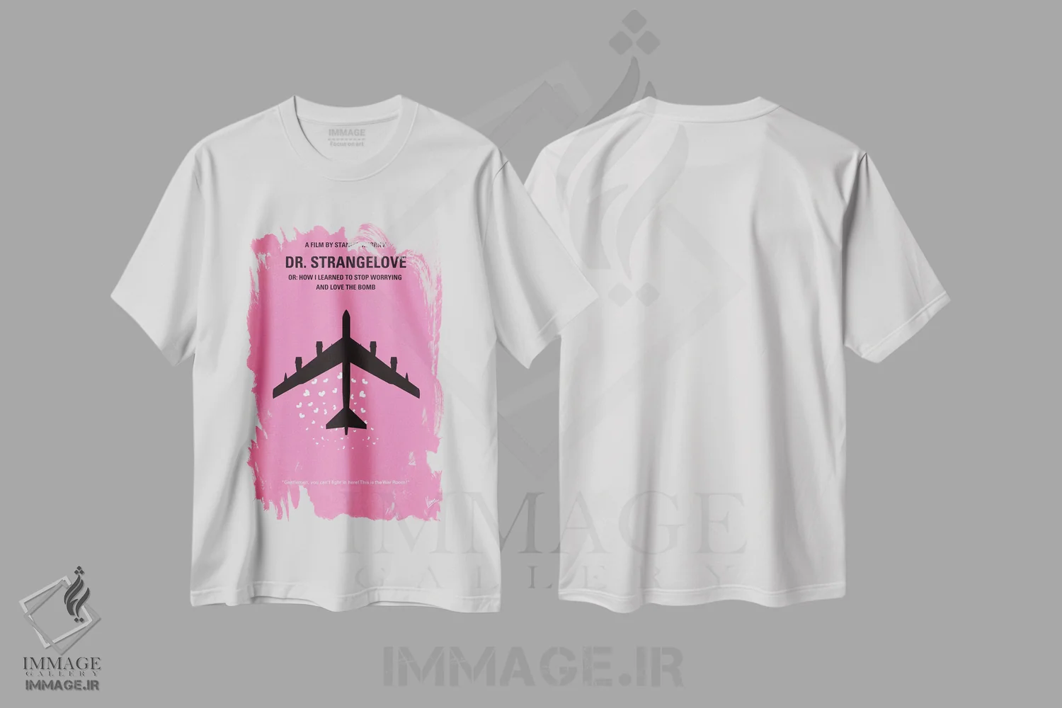 تیشرت سفید طرح دار پوستر مینیمال فیلم دکتر استرنجلاو، پوستر مینیمال فیلم های کمدی اثر چانکونگ | فروشگاه ایماژ